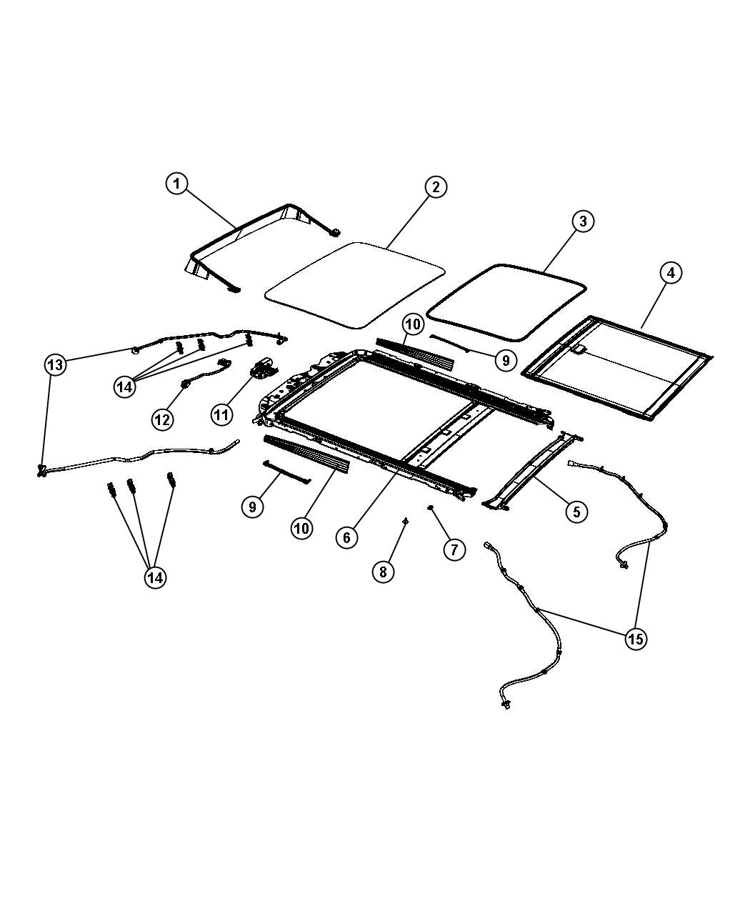 Diagram Sunroof and Related Parts. for your 2000 Chrysler 300  M 