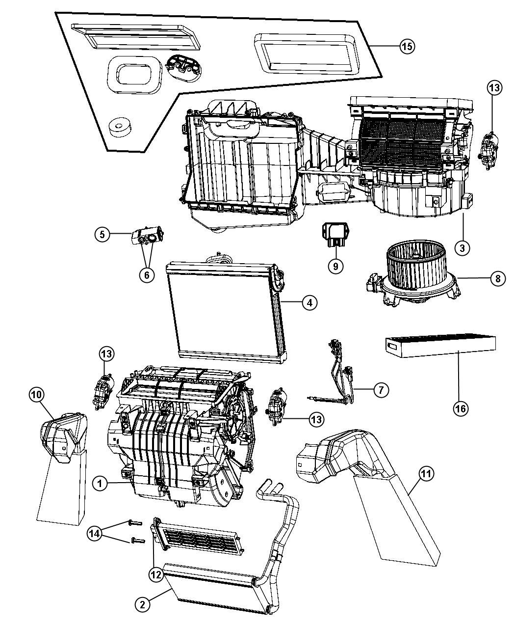 Diagram A/C and Heater Unit [Headlamp Off Time Delay]. for your Jeep Wrangler  