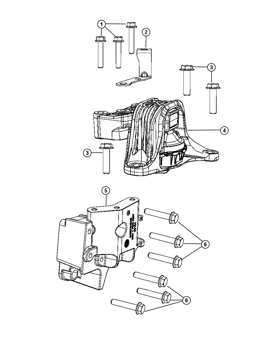 Diagram Engine Mounting Right Side FWD 1.4L [1.4L I4 MULTIAIR 16V Engine]. for your Fiat 500C  