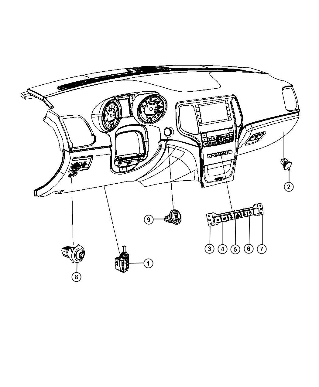 Diagram Switches, Instrument Panel. for your Jeep Grand Cherokee  
