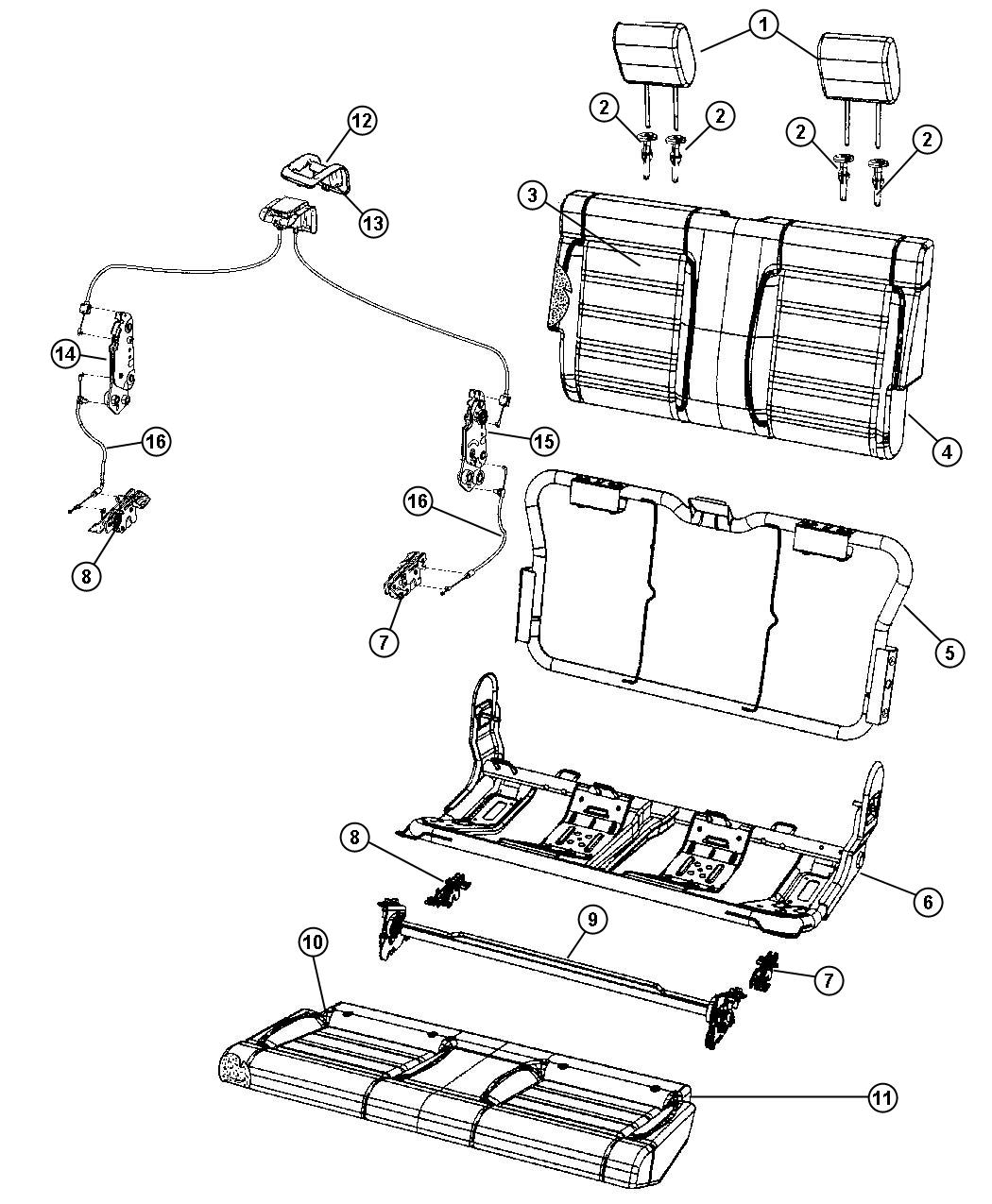 Rear Seat - Bench - Trim Code [D7]. Diagram