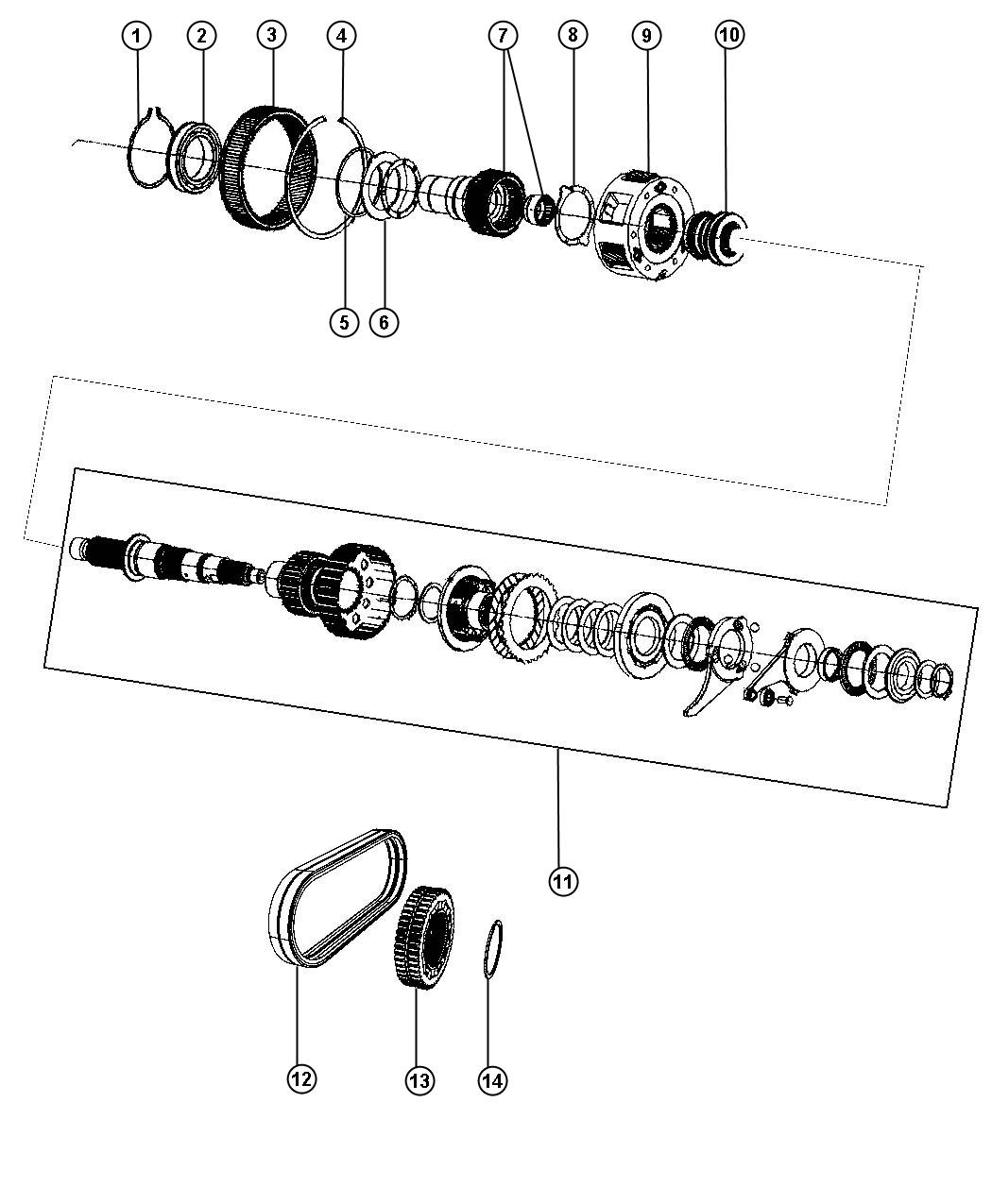 Diagram Transfer Case Gear Train MP3023. for your Dodge Durango  