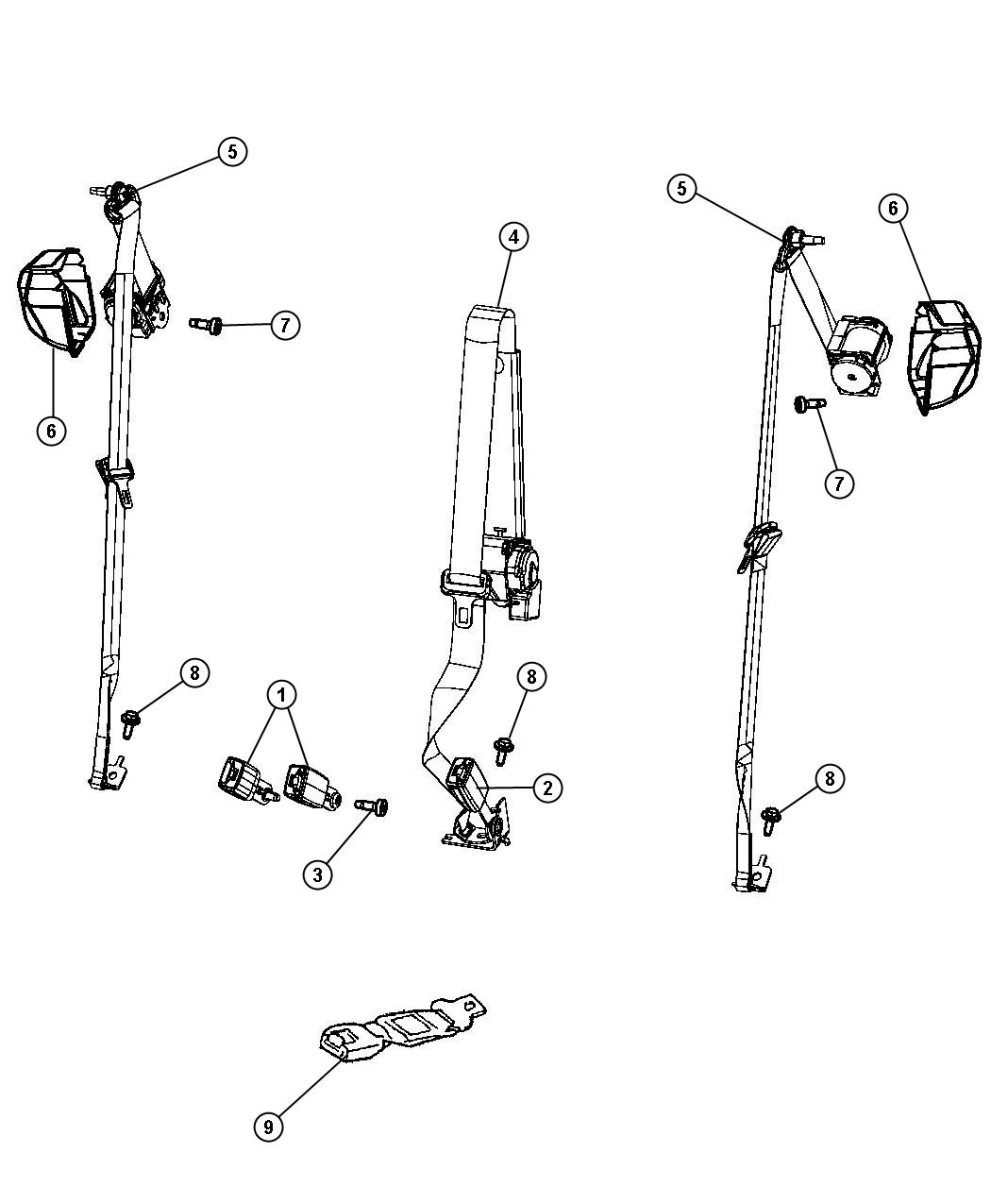 Diagram Seat Belts Second Row. for your 2003 Chrysler 300  M 