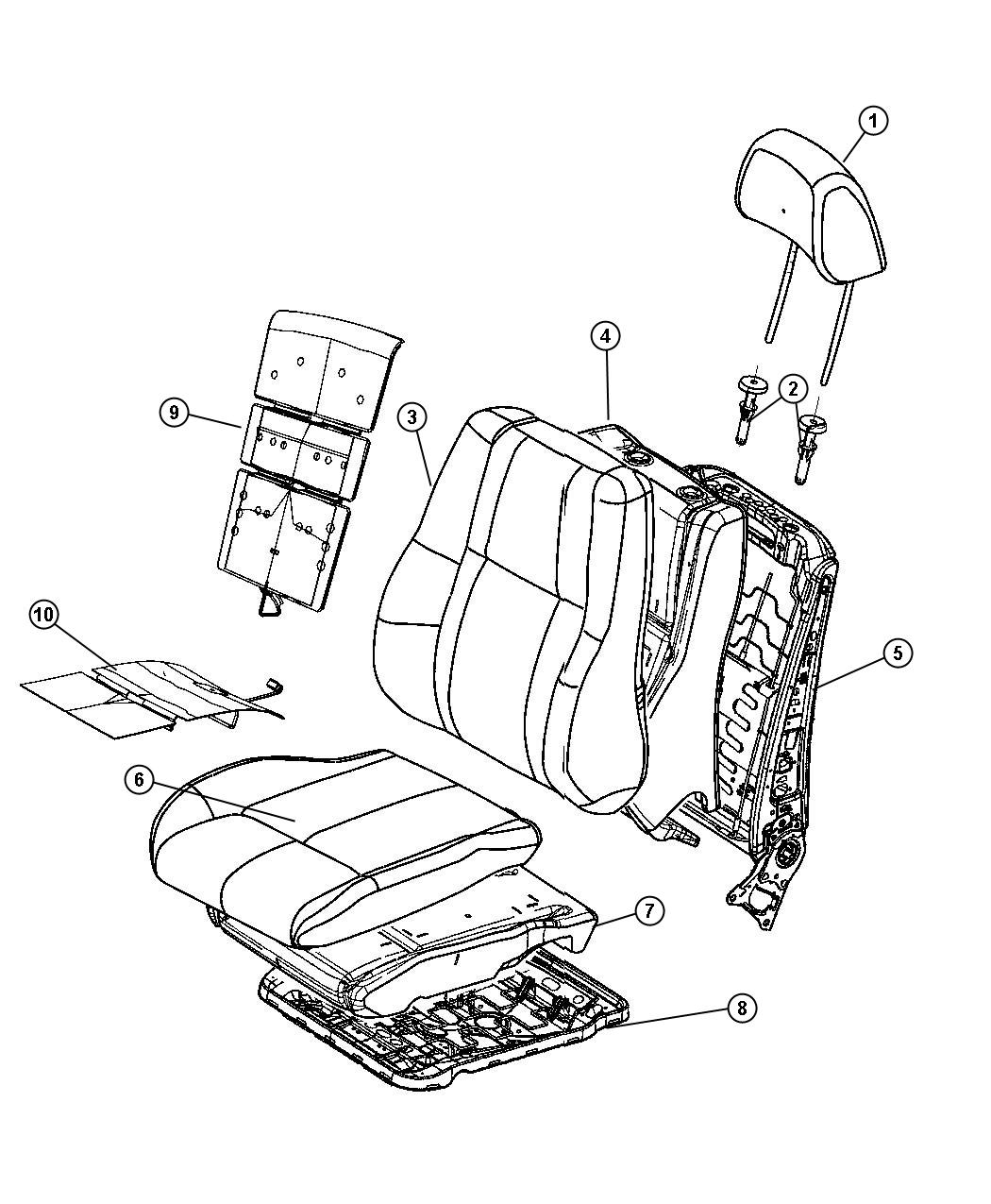 Diagram Front Seat - Bucket - Trim Code [TL]. for your 2012 Dodge Durango   