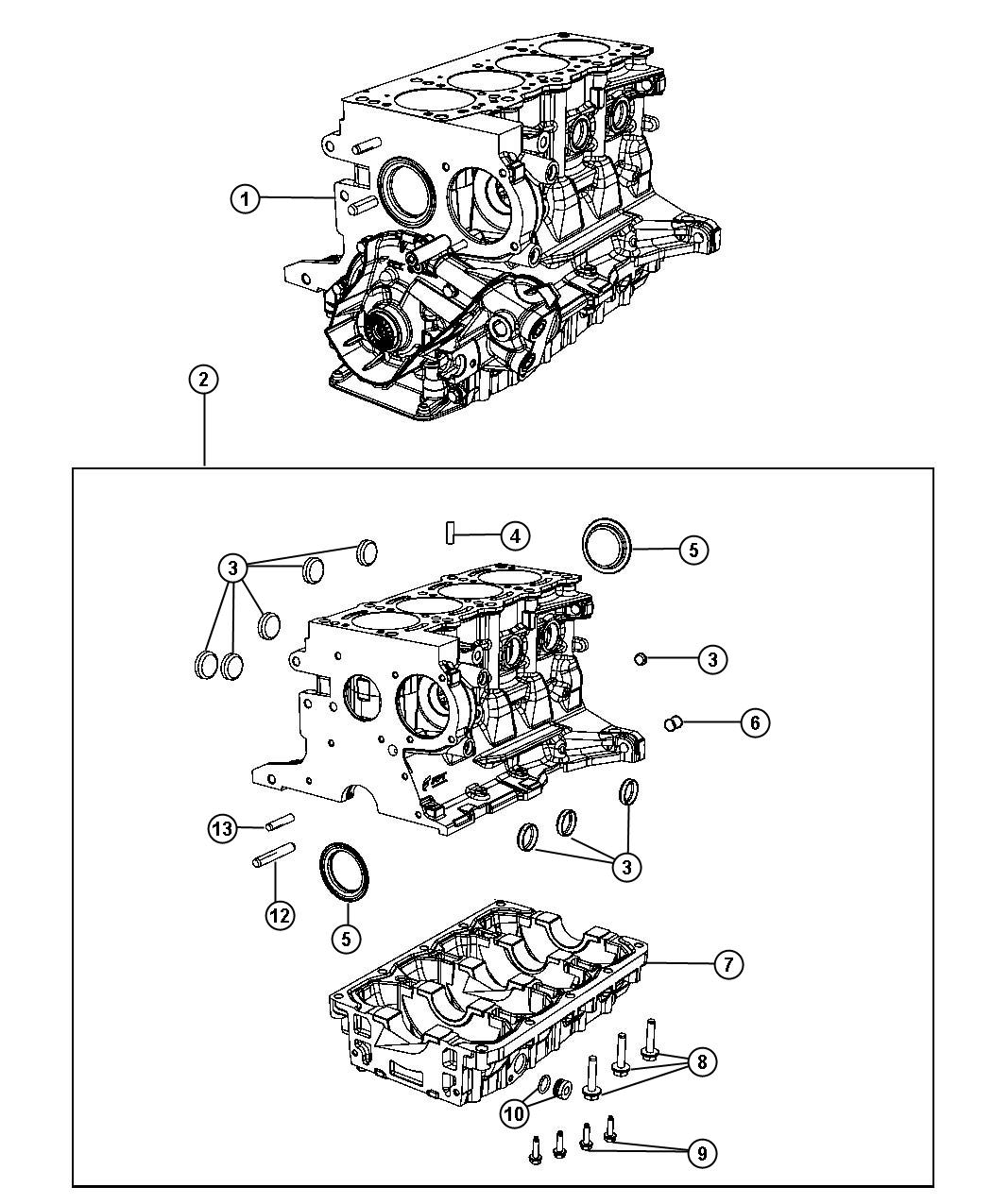 Engine Cylinder Block And Hardware 1.4L Turbocharged [1.4L I4 16V Turbo FIRE Engine]. Diagram