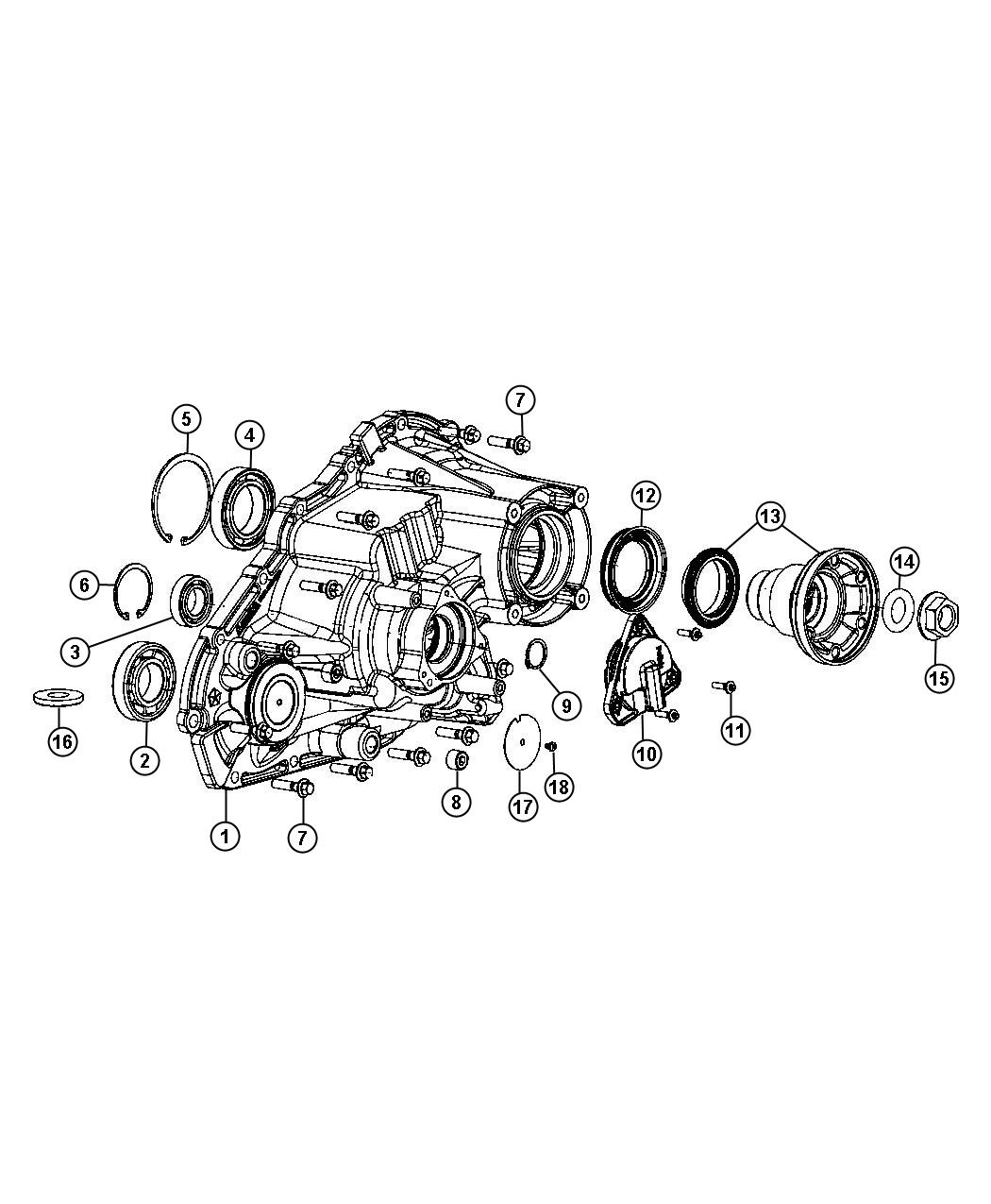 Diagram Rear Case Half And Extension [Quadra-Trac Active On Demand 4WD]. for your Jeep