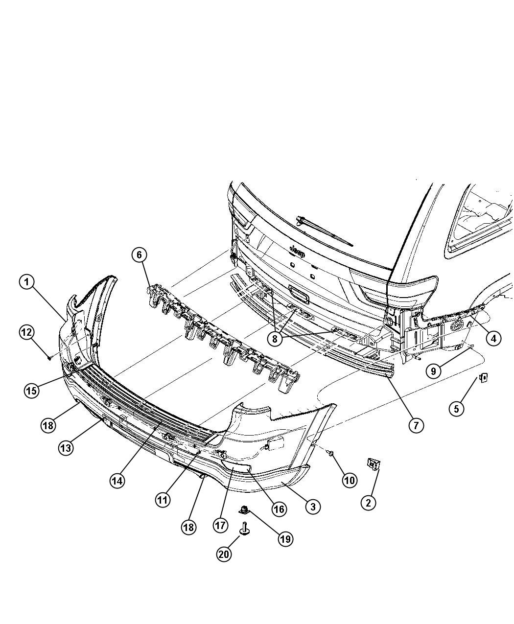 Diagram Fascia, Rear. for your Jeep