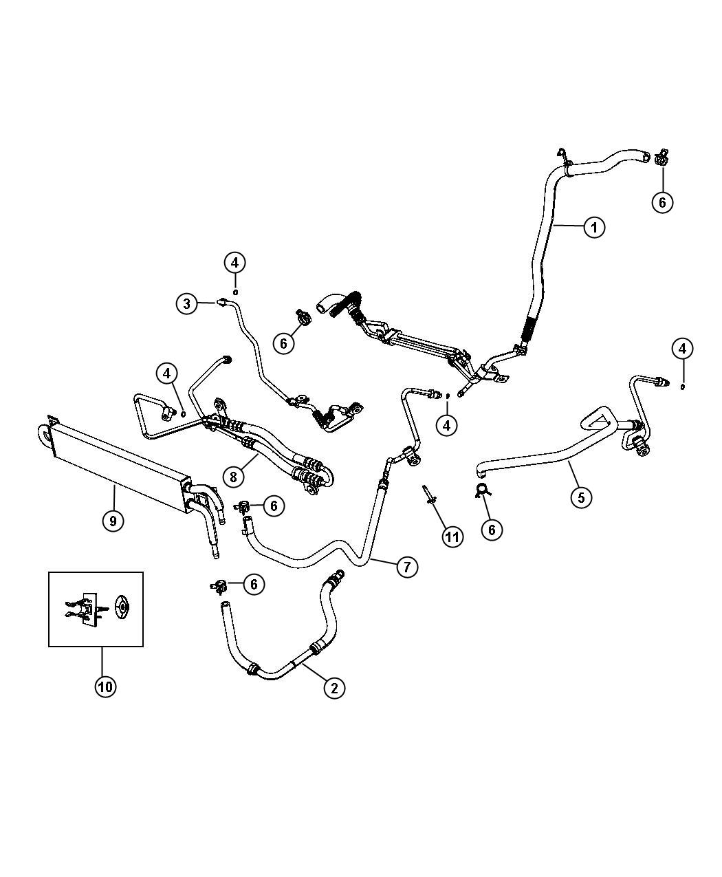 Power Steering Hoses. Diagram