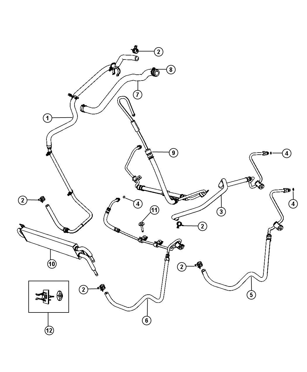 Power Steering Hoses. Diagram