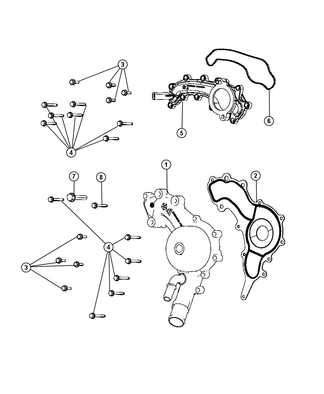 Diagram Water Pump and Related Parts. for your 2022 Jeep Grand Cherokee   