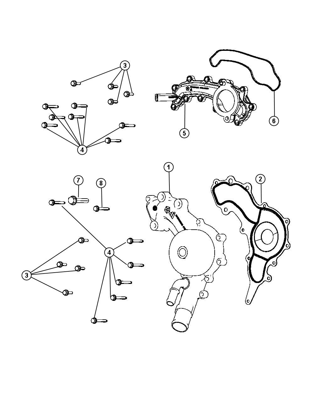 Diagram Water Pump and Related Parts. for your Jeep Grand Cherokee  