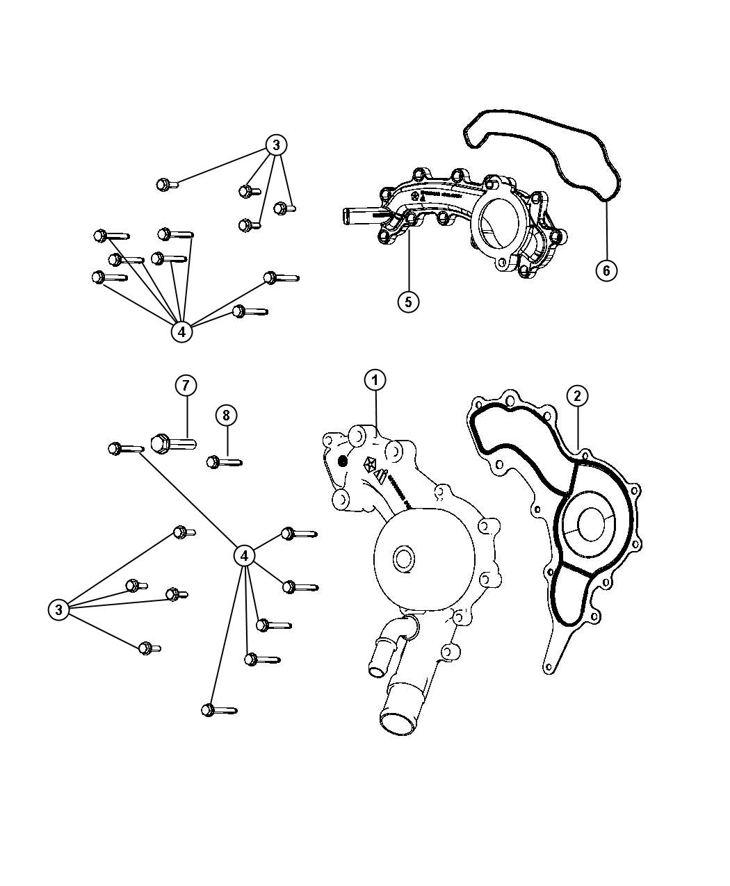 Diagram Water Pump and Related Parts. for your 2022 Jeep Grand Cherokee   