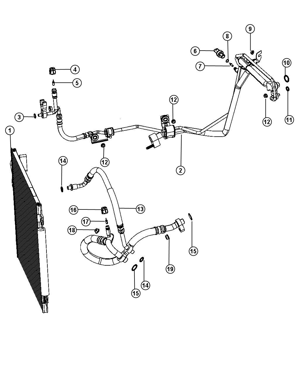 Diagram A/C Plumbing. for your 2011 Jeep Wrangler   