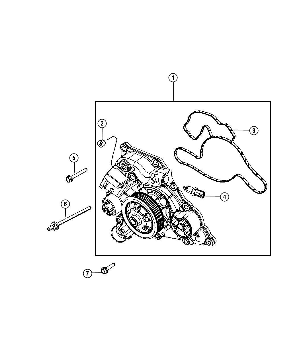 Diagram Water Pump and Related parts. for your Jeep