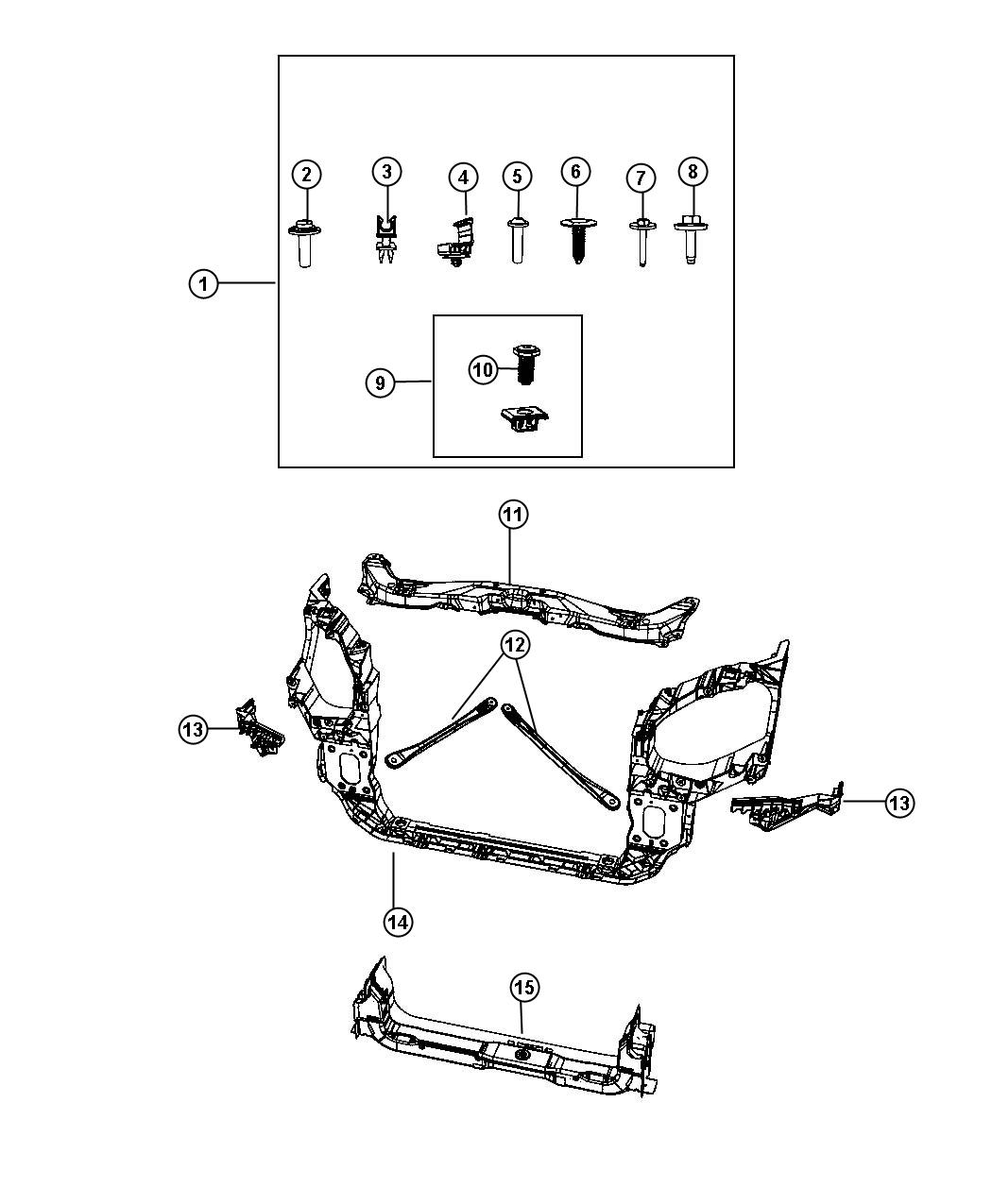 Diagram Radiator Support. for your Jeep Wrangler  