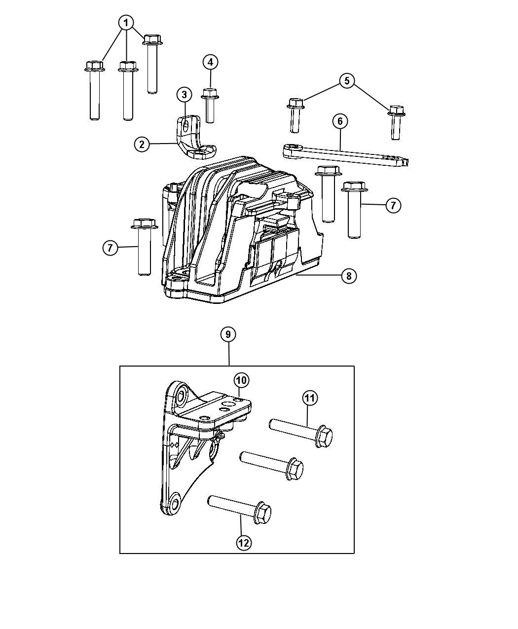 Diagram Engine Mounting Right Side FWD 2.4L [2.4L I4 PZEV 16V Dual VVT Engine]. for your 1999 Chrysler 300 M  