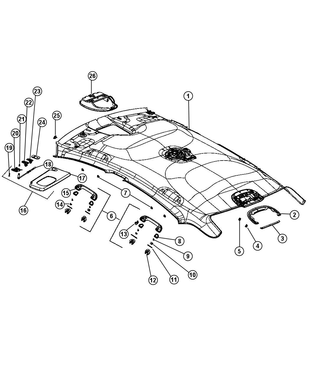 Headliners and Visors. Diagram