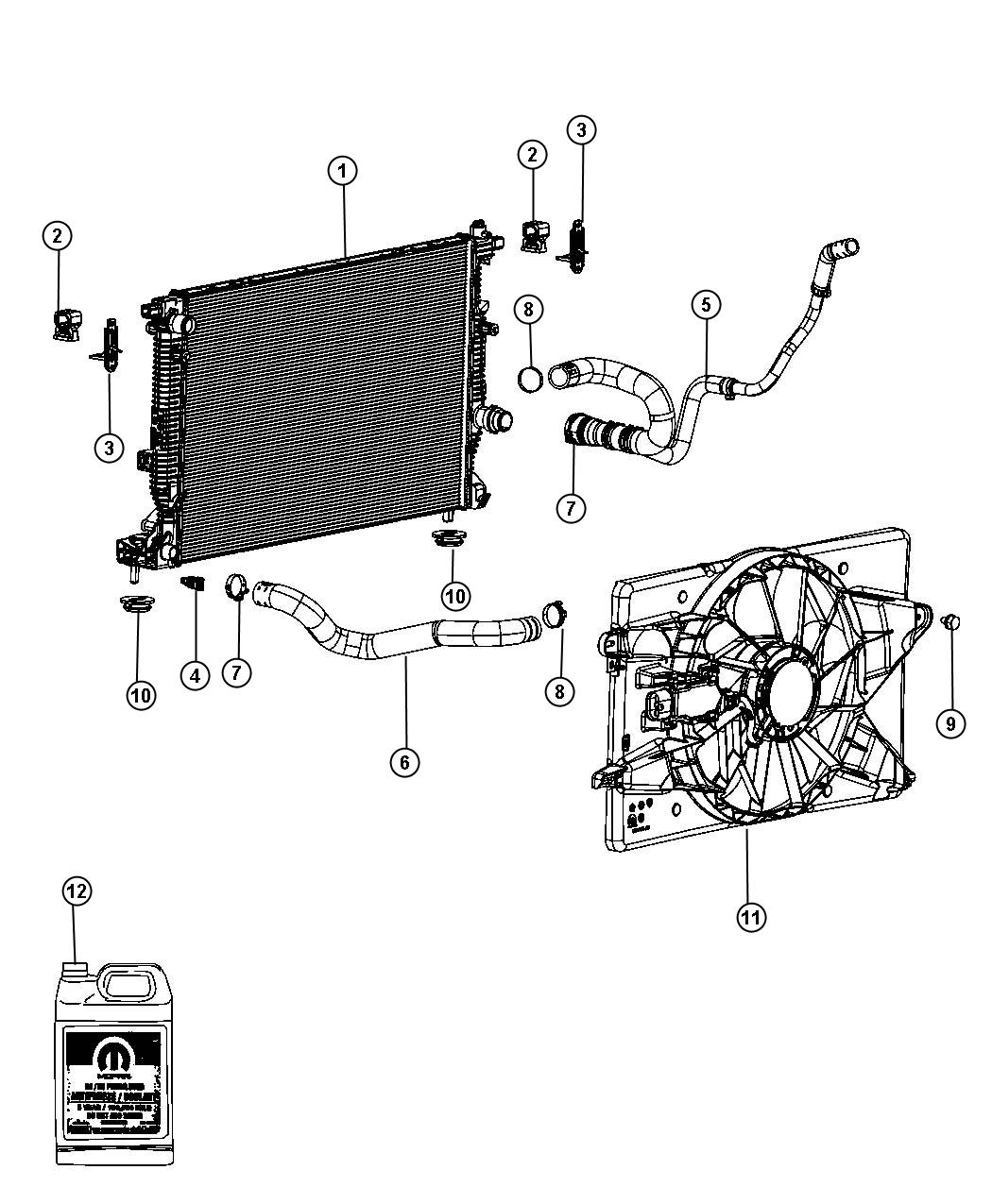 Diagram Radiator and Related Parts. for your 2013 Dodge Dart   