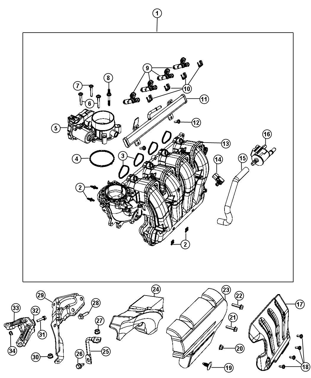 Diagram Intake Manifold 2.0L [2.0L I4 DOHC WGE Engine]. for your 2020 Jeep Renegade   