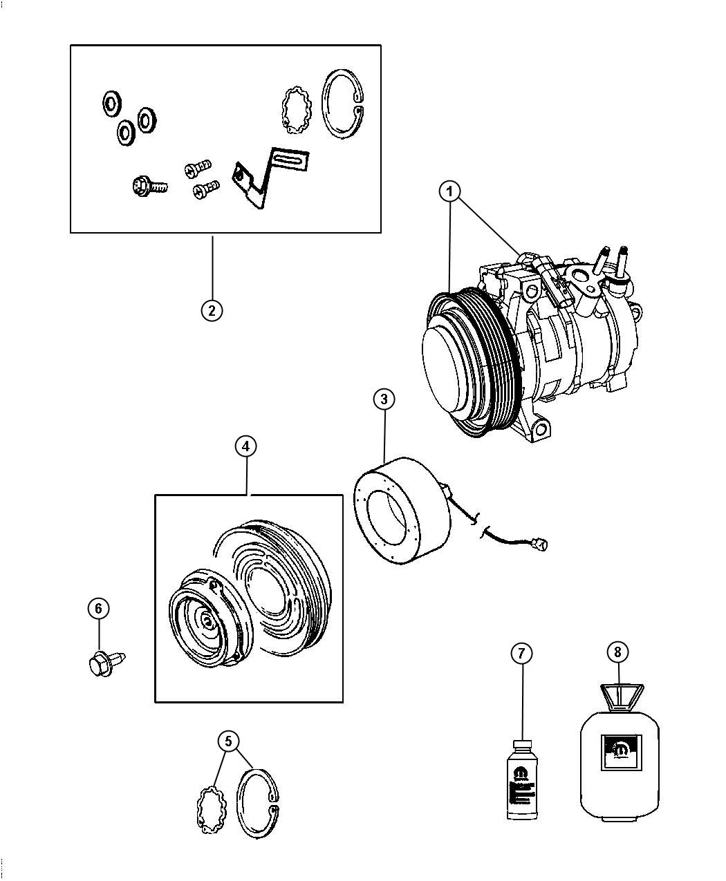 Diagram A/C Compressor 3.0L Diesel [3.0L V6 Turbo Diesel Engine] 5.7L [5.7L V8 MDS VVT ENGINE], 6.4L [6.4L V8 SRT HEMI MDS Engine]. for your Chrysler 300  M