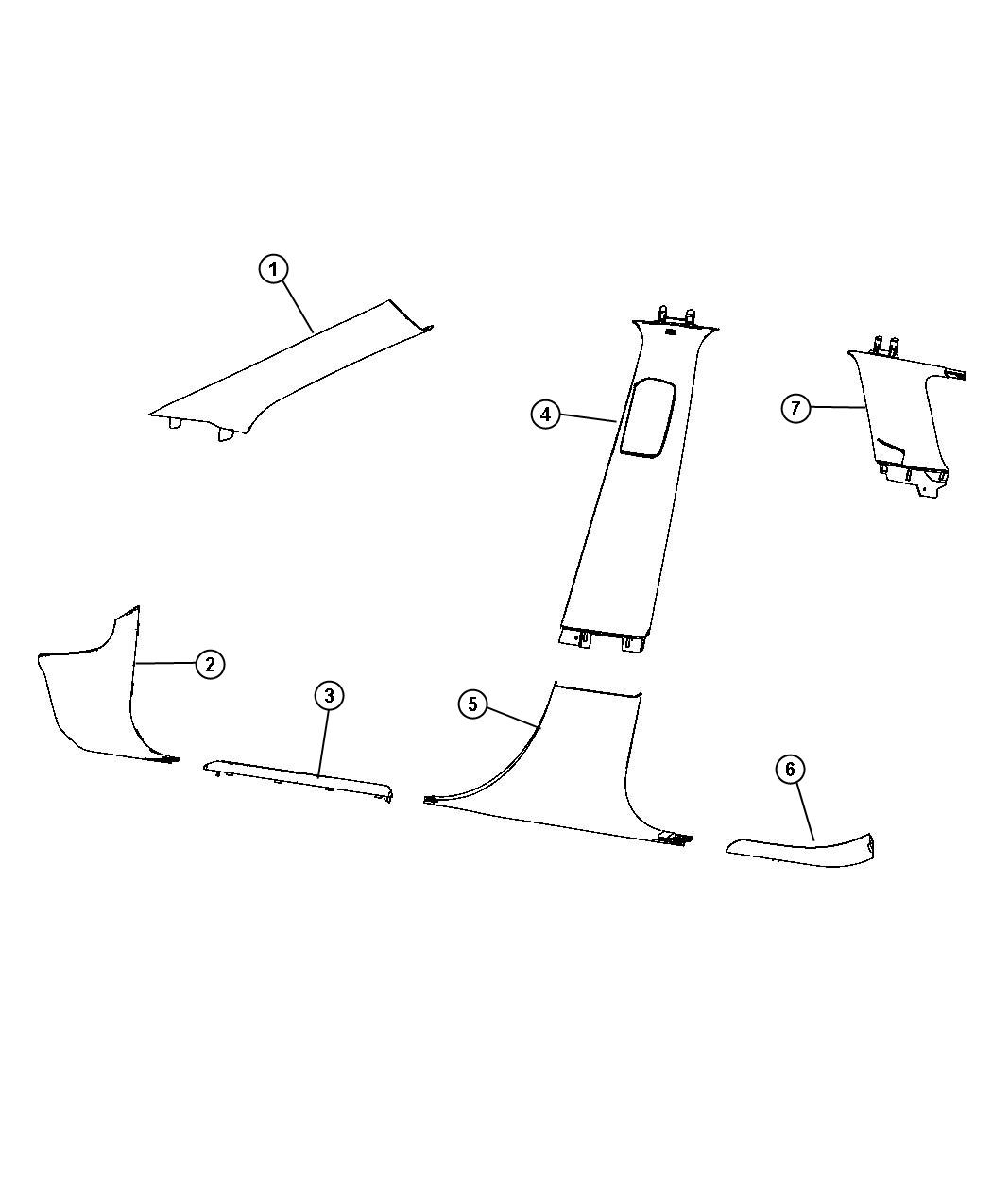 Diagram Interior Moldings and Pillars. for your Chrysler 300  M