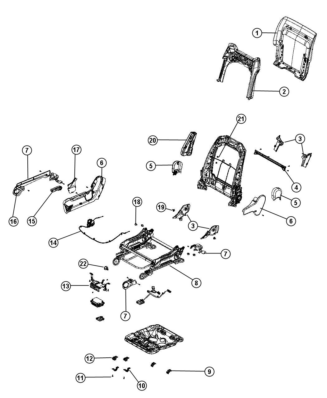 Diagram Adjusters, Recliners and Shields - Passenger Seat - Manual. for your 2003 Chrysler 300  M 