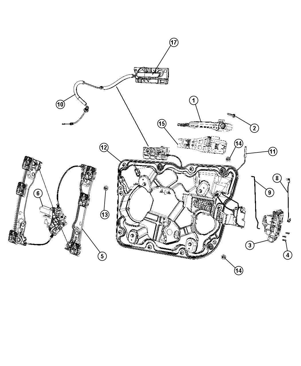 Diagram Front Door, Hardware Components. for your 2023 Dodge Durango SRT 392 Plus  