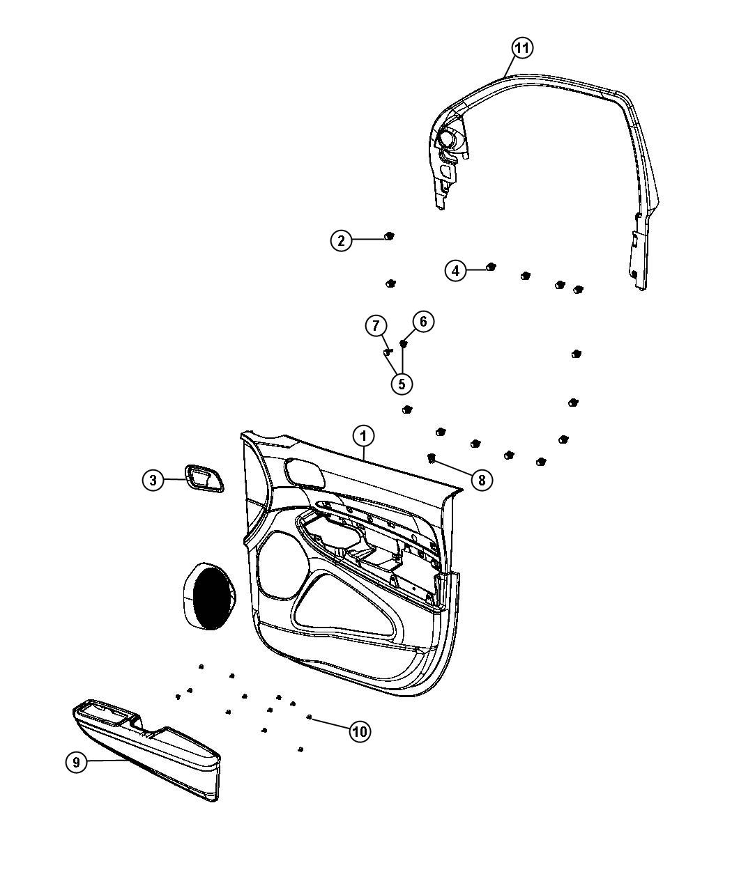 Diagram Front Door Trim Panels. for your Dodge Durango  