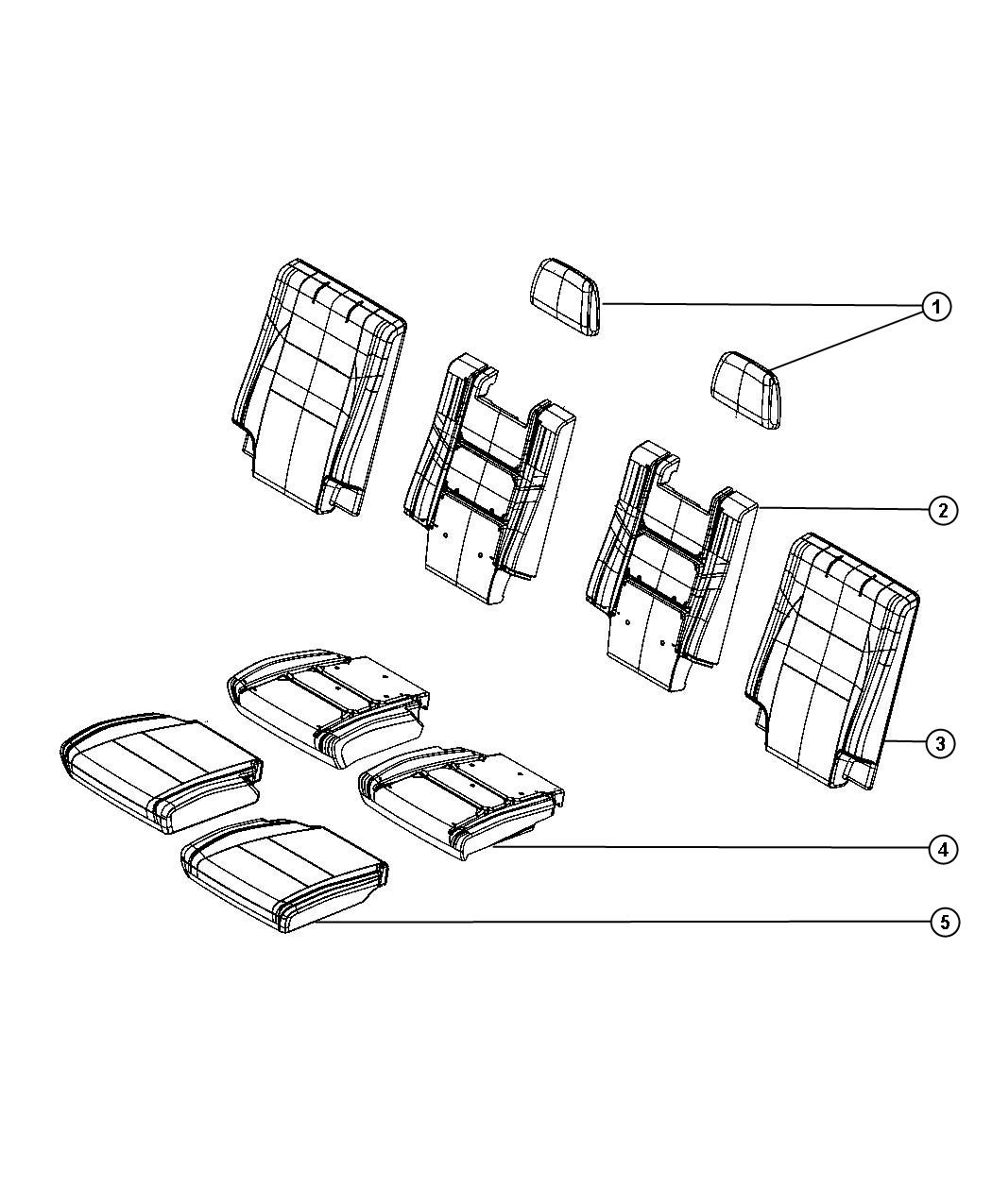 Diagram Reat Seat - Split Seat - Trim Code [D5]. for your 2003 Chrysler 300  M 