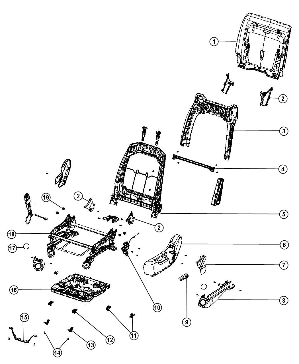 Diagram Adjusters, Recliners and Shields - Driver Seat - Manual. for your 2000 Chrysler 300  M 