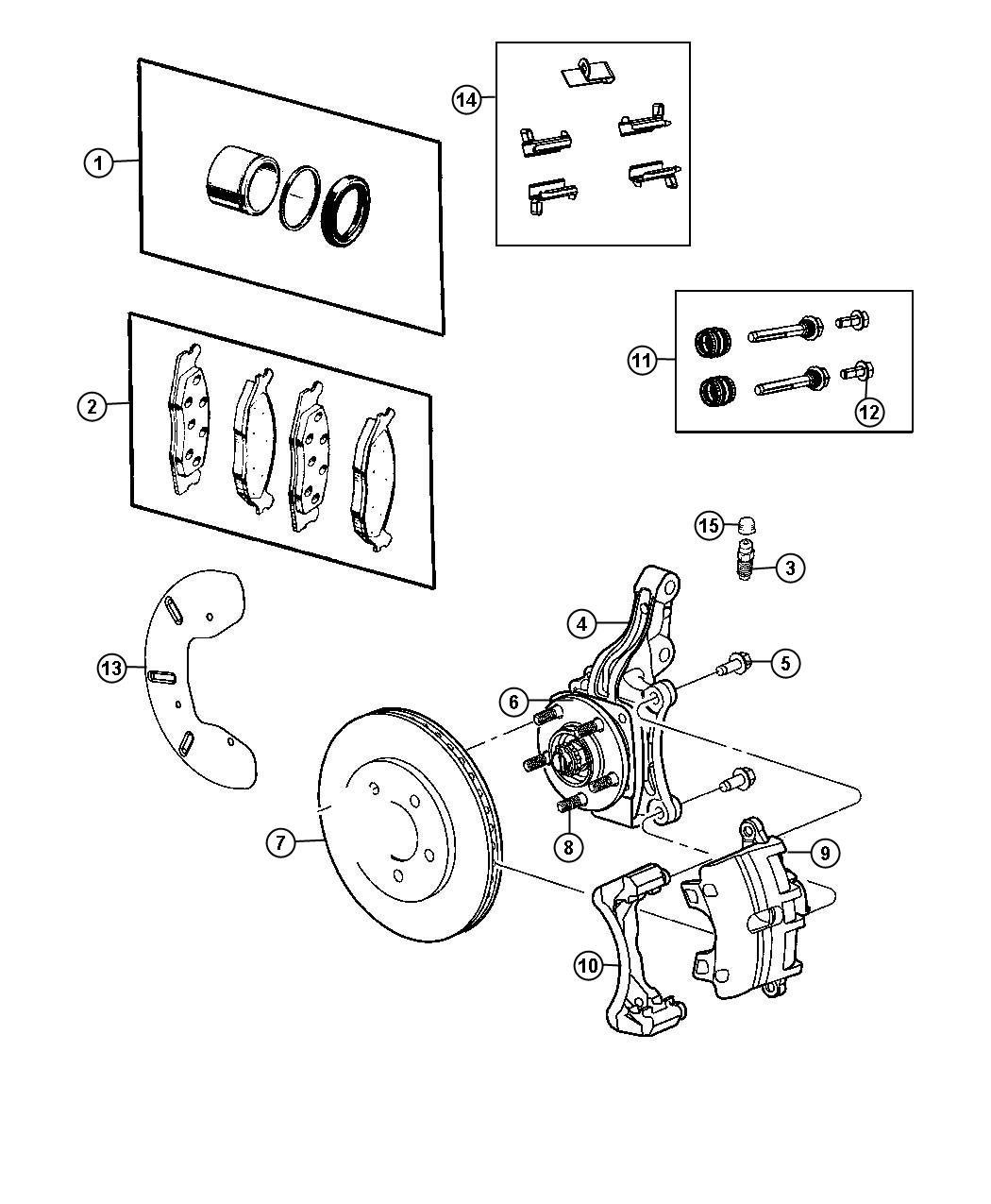 Diagram Brakes, Front. for your 2001 Chrysler 300  M 