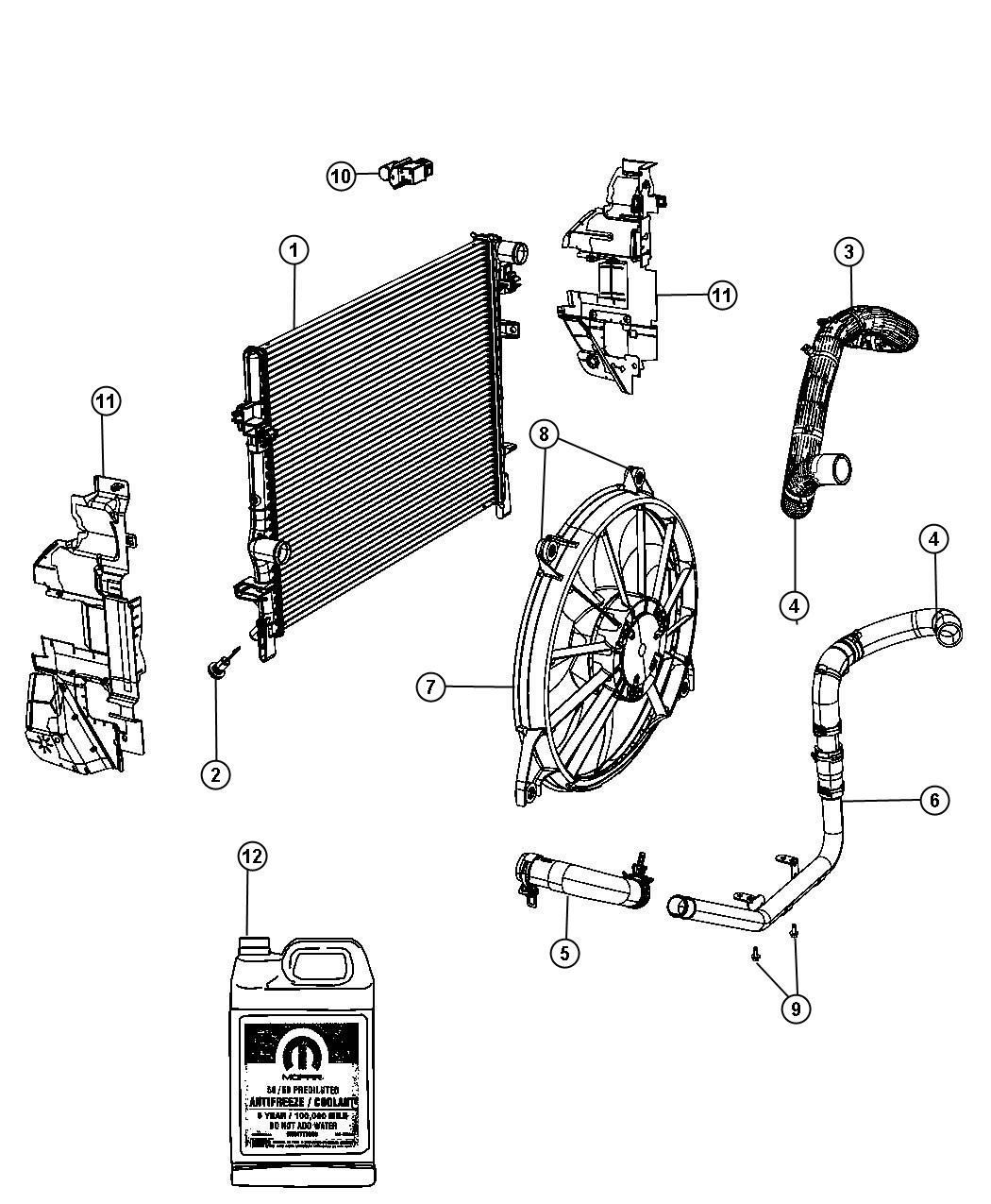 Diagram Radiator and Related Parts. for your 2023 Ram 1500   