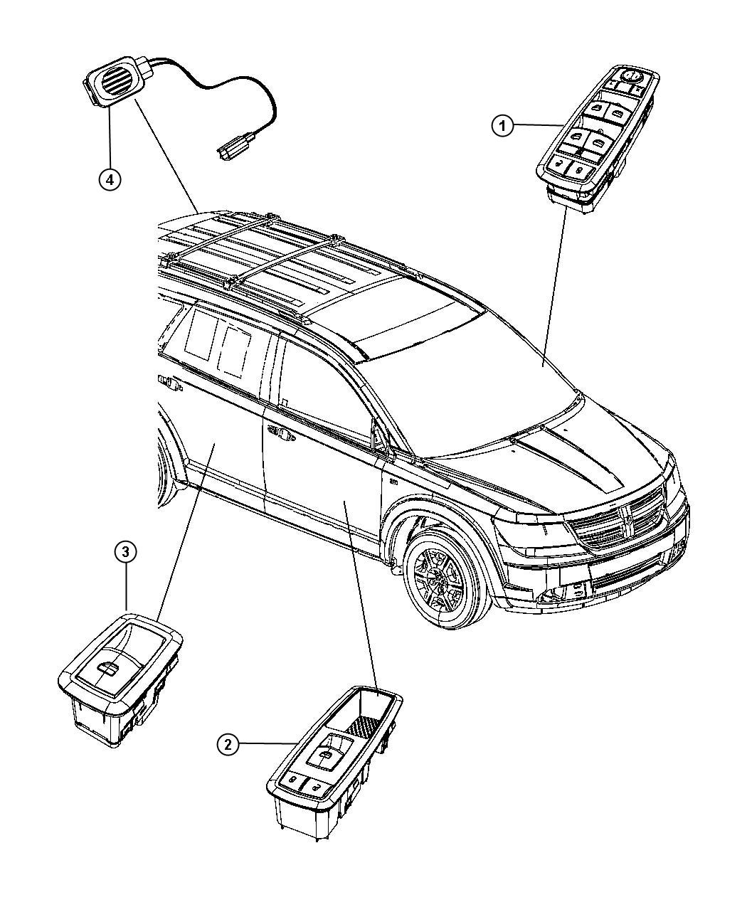 Diagram Switched Doors and Liftgate. for your 2020 Dodge Journey   