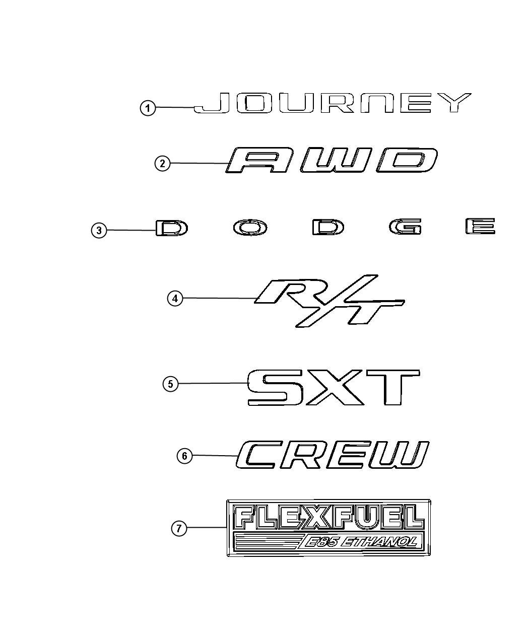 Diagram Nameplates, Emblems and Medallions. for your 2009 Chrysler Aspen   