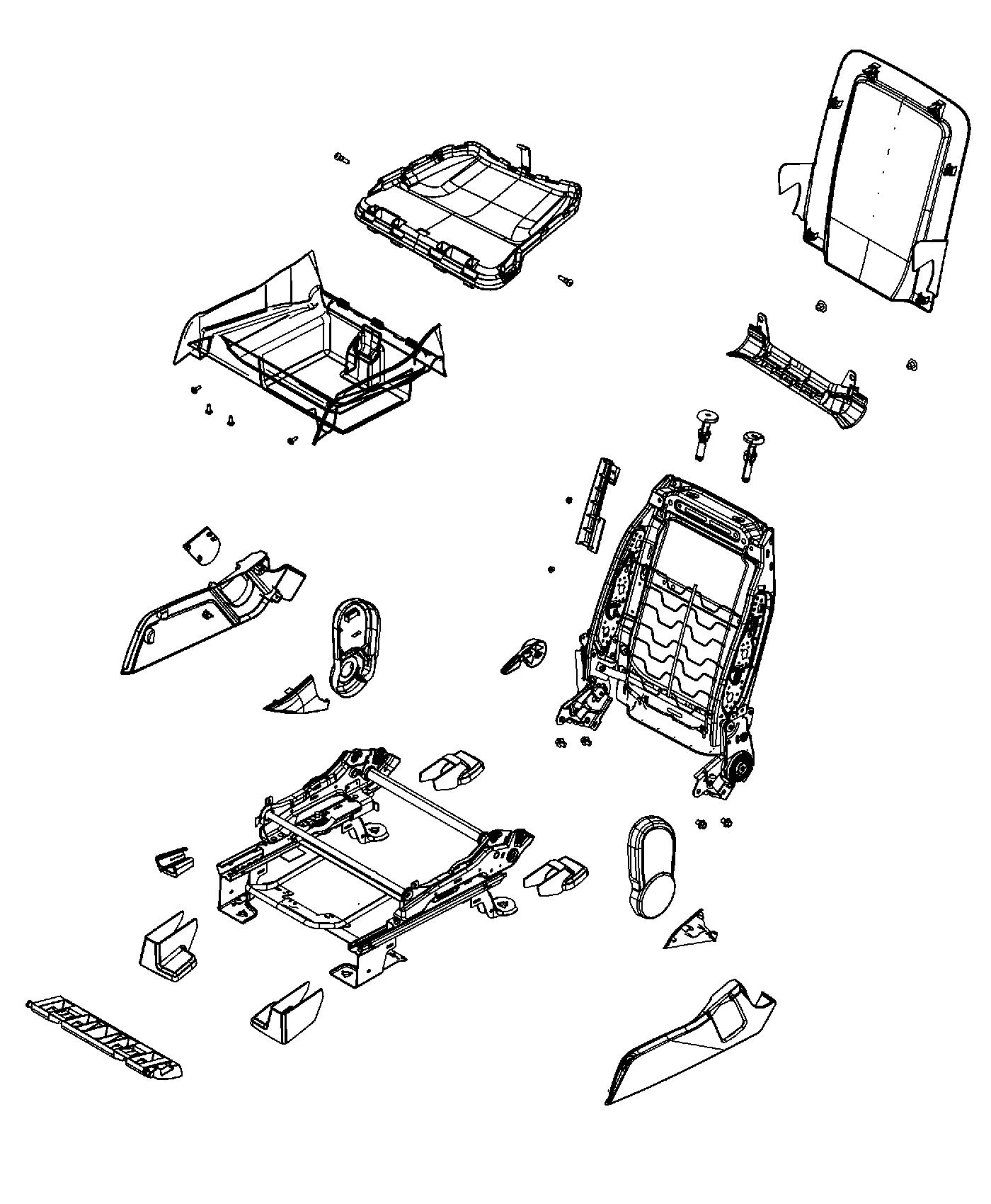 Adjusters, Recliners and Shields - Passenger Seat - Manual - Fold Flat. Diagram