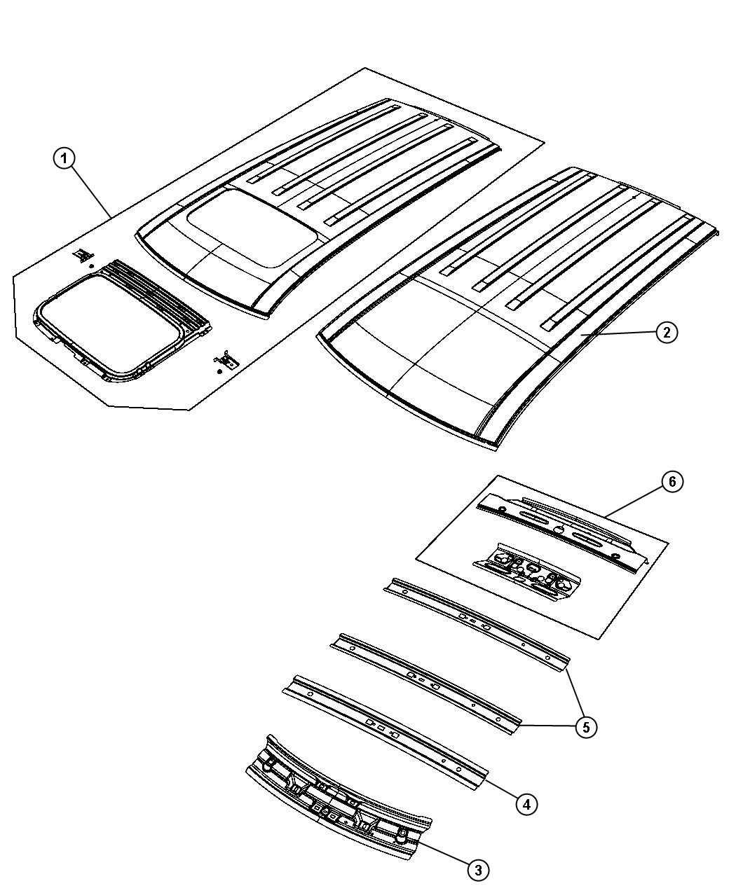 Diagram Roof Panel. for your 2003 Ram 3500   