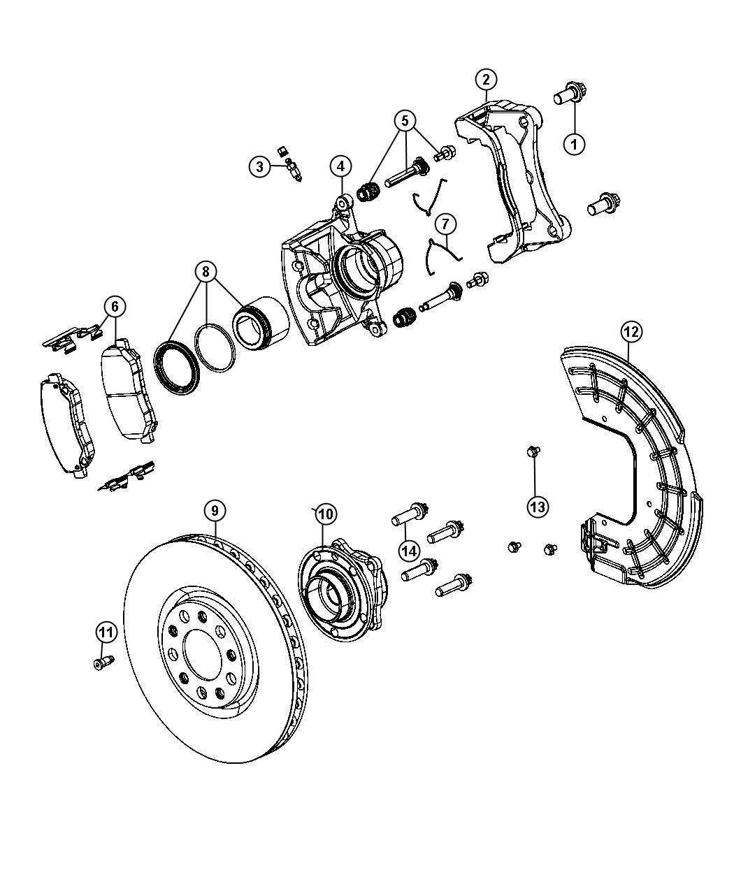 Diagram Brakes, Front. for your 2001 Chrysler 300  M 