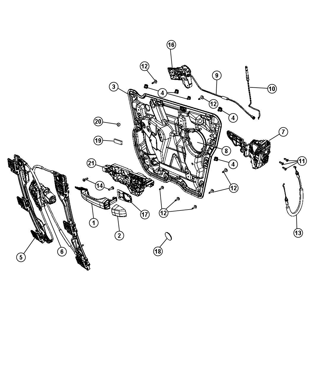 Diagram Rear Door, Hardware Components. for your 2023 Dodge Charger   