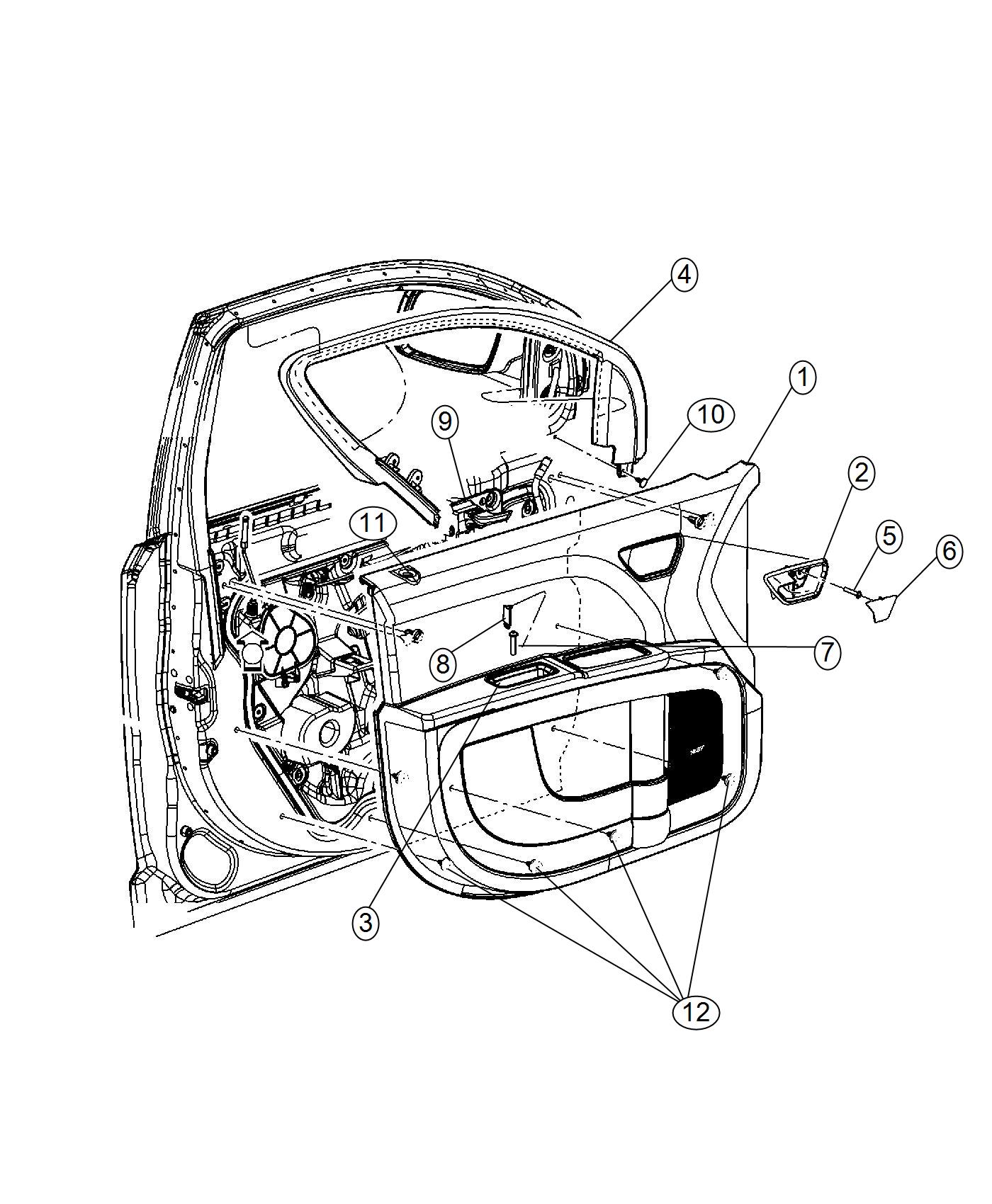 Diagram Front Door Trim Panels. for your Dodge
