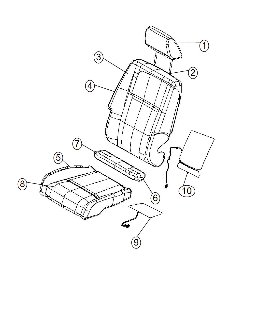 Diagram Front Seat - Bucket - Trim Code [HL]. for your 2000 Chrysler 300  M 