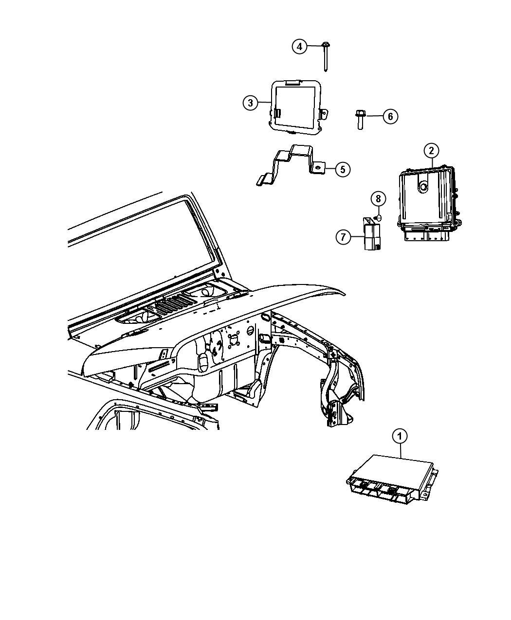 Diagram Modules Engine Compartment. for your 1998 Dodge Ram 2500   