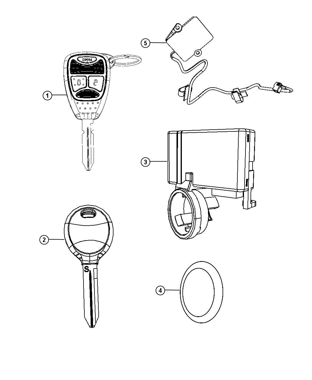 Diagram Receiver Modules, Keys, and Key FOBS. for your Jeep Wrangler  