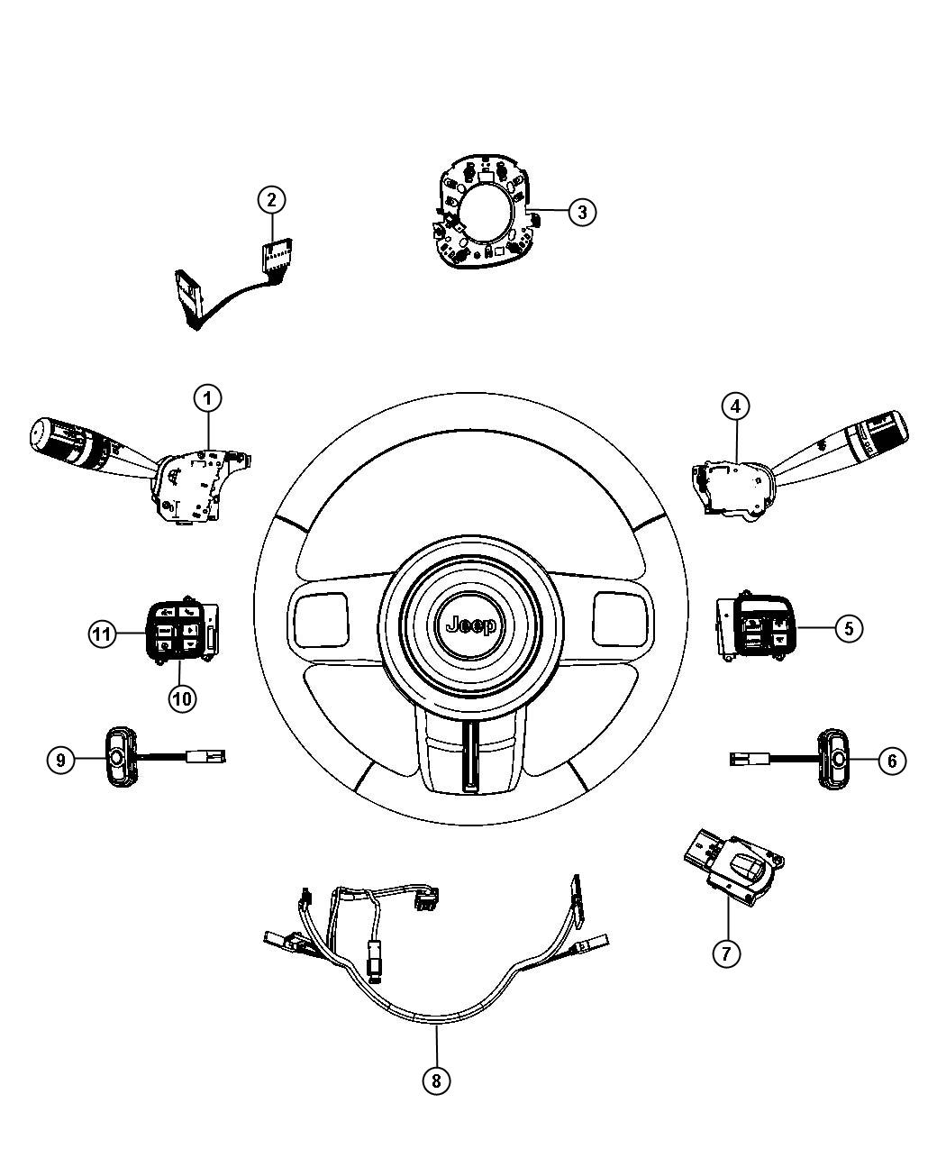 Switches, Steering Column and Wheel. Diagram