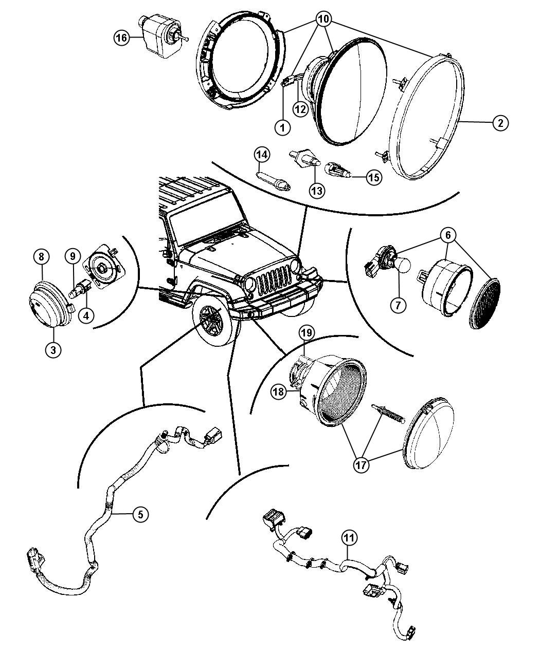 Diagram Lamps - Front. for your 2020 Jeep Wrangler   