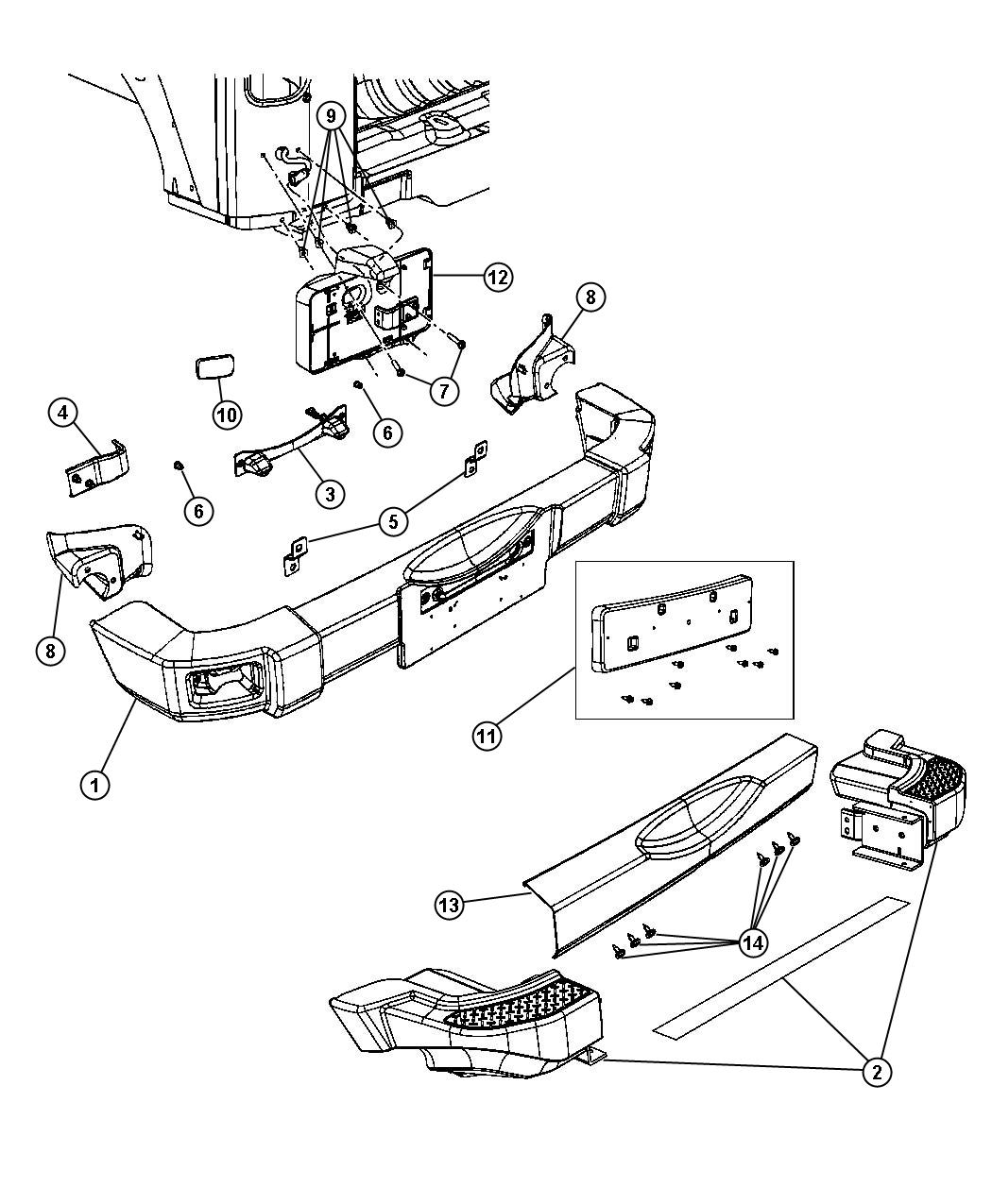 Diagram Rear Bumper. for your 2004 Jeep Wrangler   