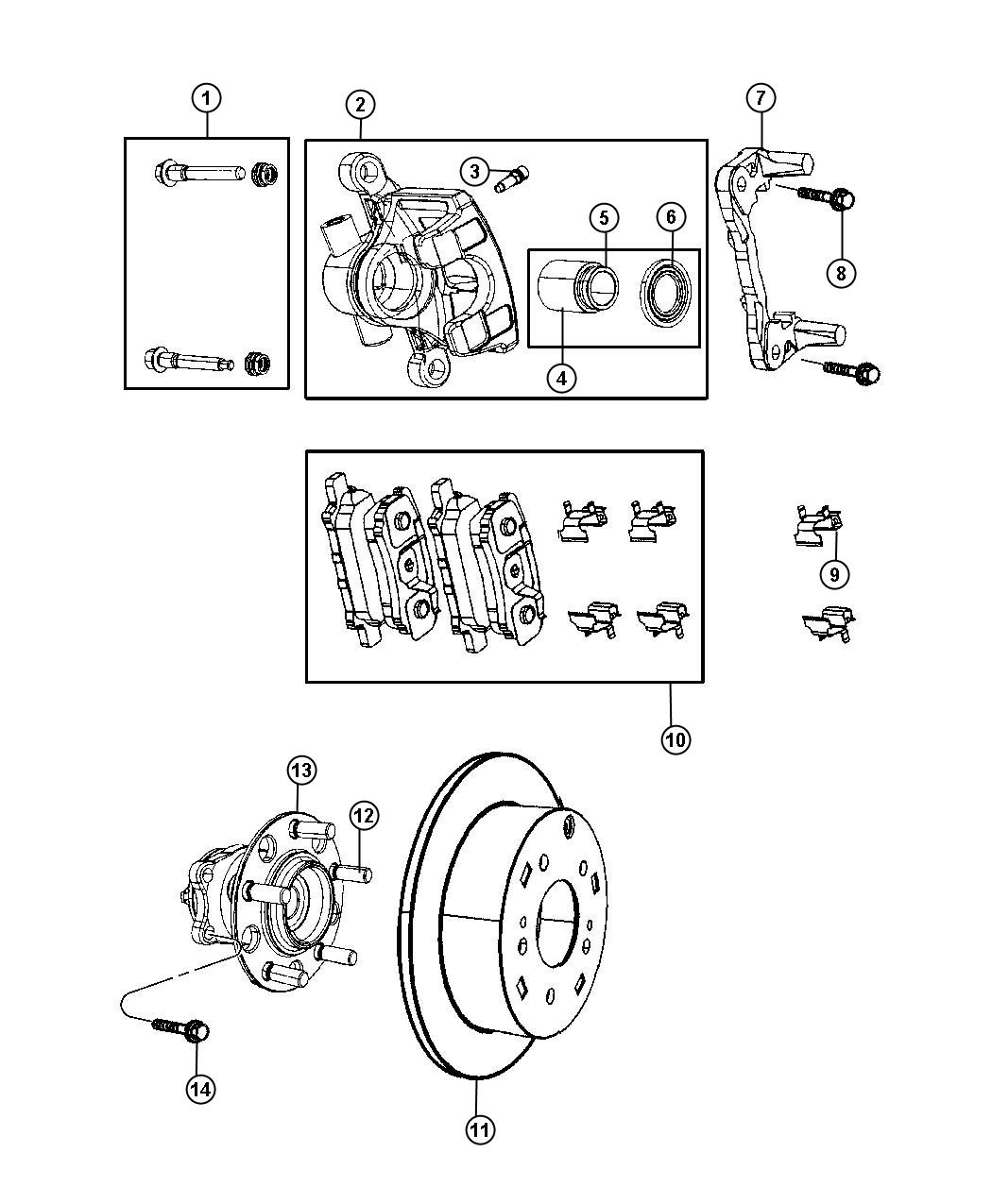 Diagram Brakes, Rear, Disc. for your 2003 Chrysler 300  M 