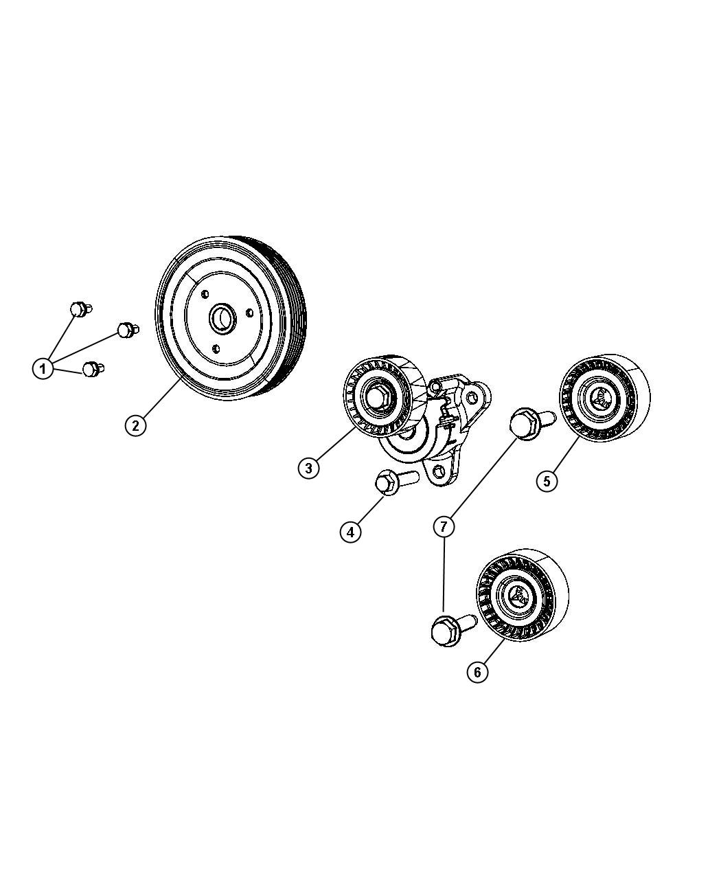 Diagram Pulleys and Related Parts. for your 2008 Chrysler Sebring Convertible Limited  