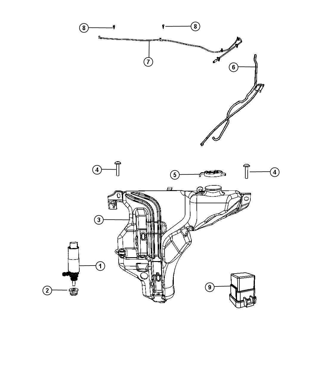 Front Washer System. Diagram