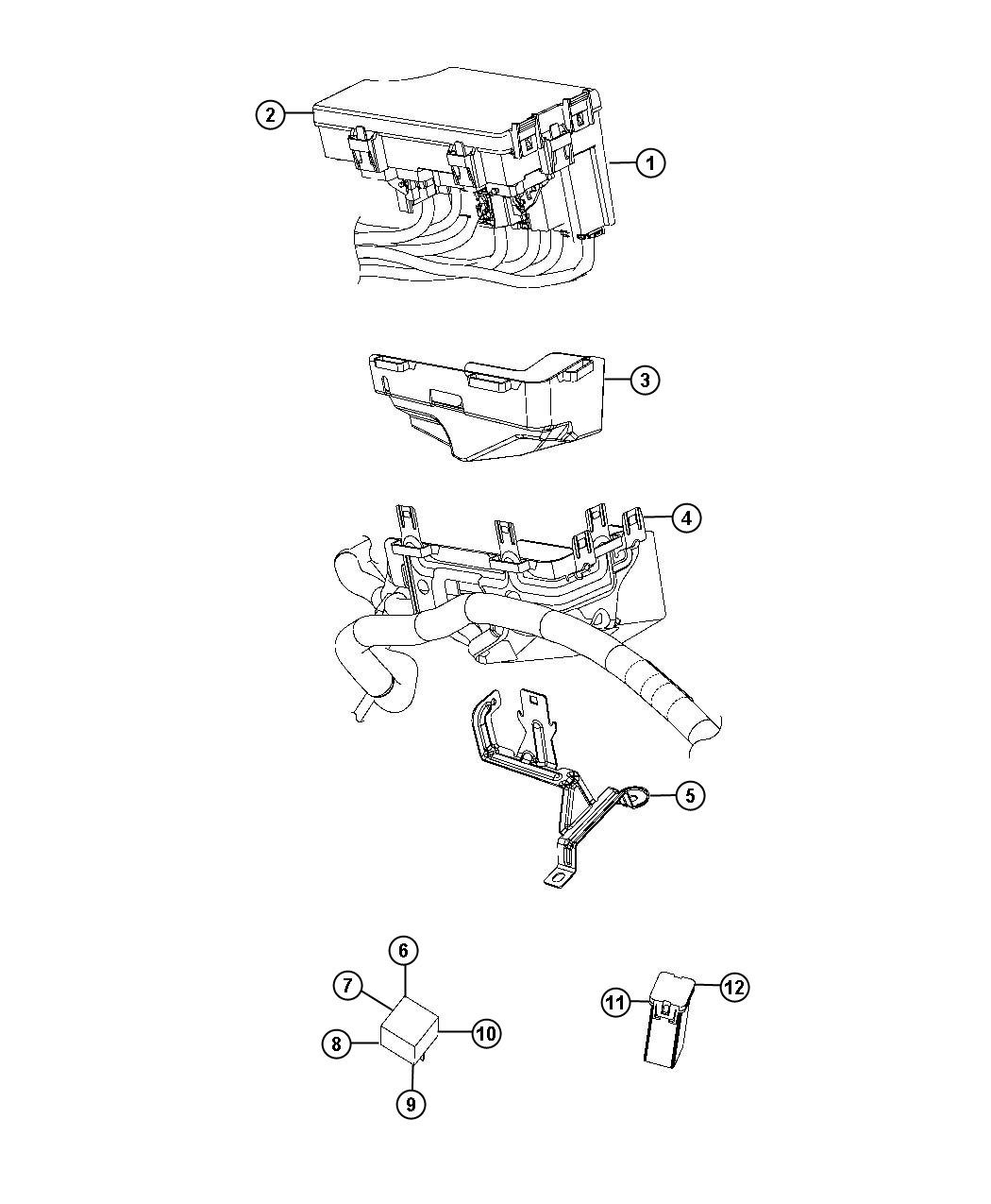 Diagram TIPM, Attaching and Component Parts. for your 2013 Chrysler 200 3.6L V6 Convertible 