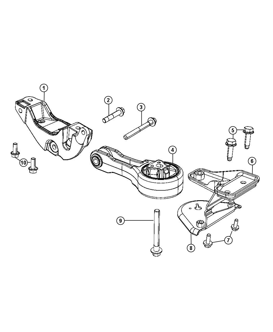 Diagram Engine Mounting Rear FWD 2.4L [2.4L I4 DOHC 16V Dual VVT Engine]. for your 2023 Dodge Challenger   